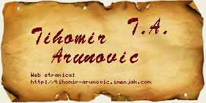 Tihomir Arunović vizit kartica